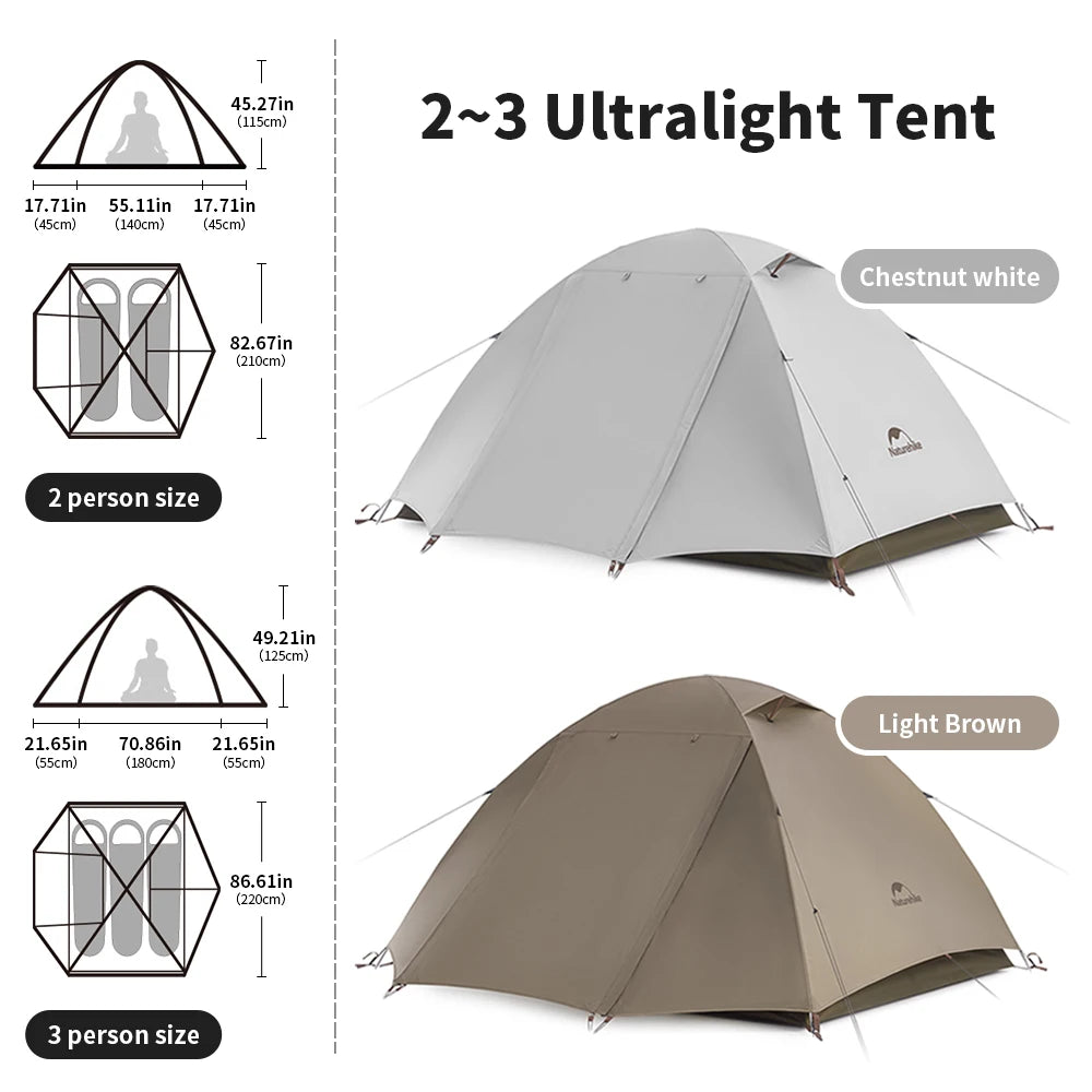 Portable 2-3 Person Waterproof Camping Tent - UPF50+ Protection